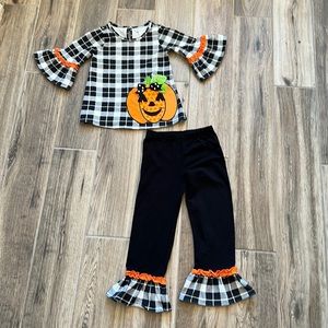 Fall Pumpkin Plaid Tunic Set Size 5
